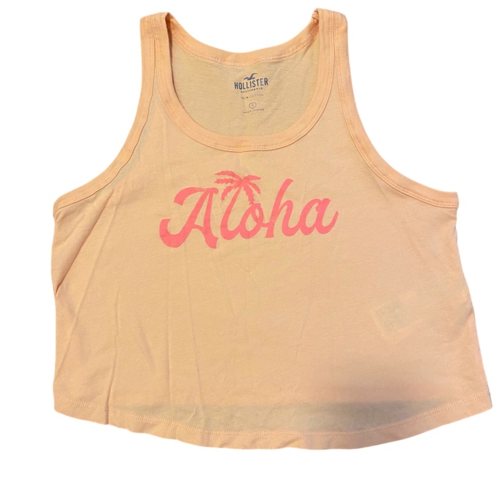 Orange and Pink Hollister Aloha Cropped Tank Top size small